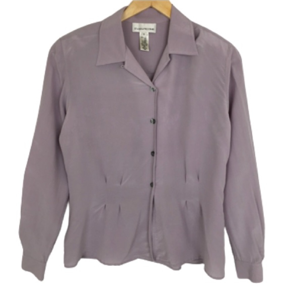 Evan Picone Lavender Button-Down Silk Blouse